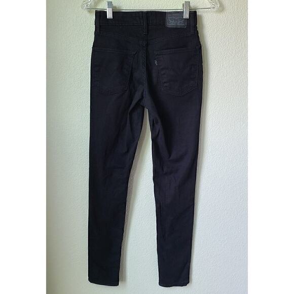 Levis 721 Skinny Jeans Sz 25 (24) High Rise Black Ripped Knees Distressed‎ - Picture 6 of 12